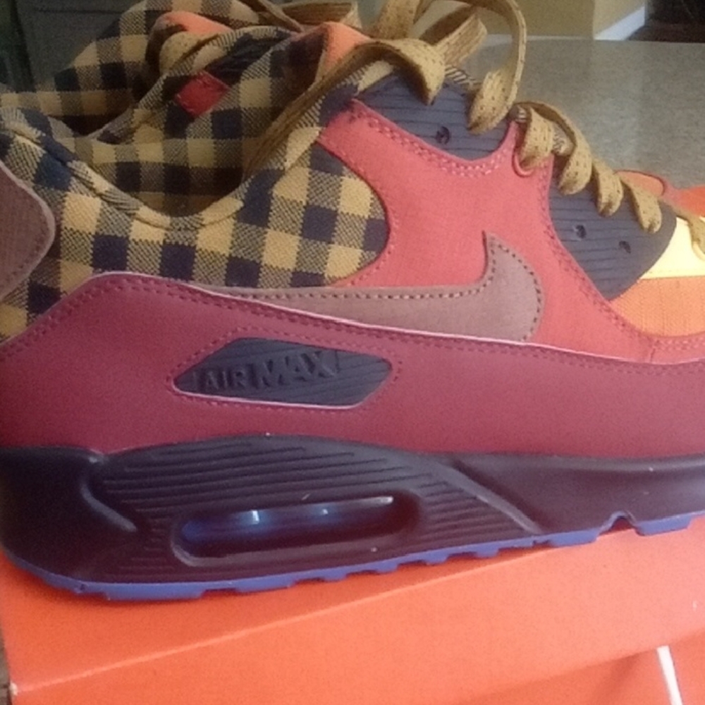 Nike Air Max 90 Campfire Premium Pack Men's Checkered Red and Yellow Sneakers